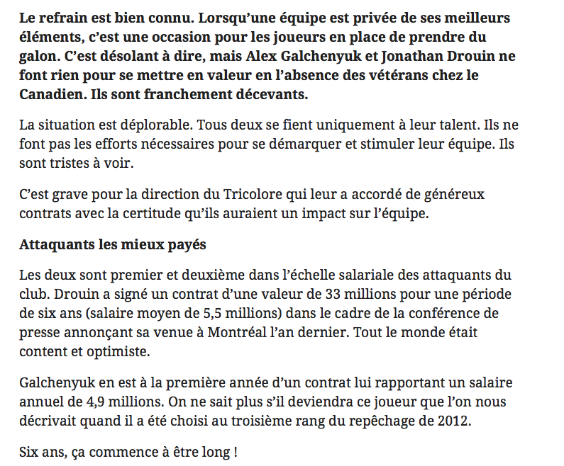 Drouin et CHUCKY...Doivent devenir ADULTES..