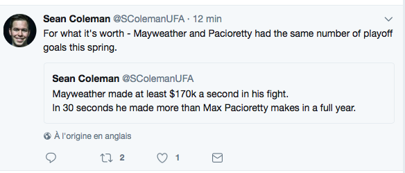 En 30 secondes...Floyd Mayweather a fait PLUS que Max Pacioretty dans toute l'année..