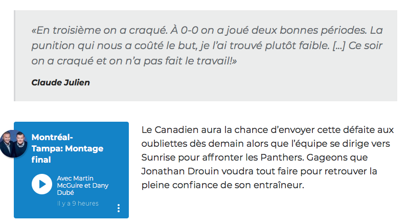 ENFIN...Claude Julien vise Jonathan Drouin publiquement...