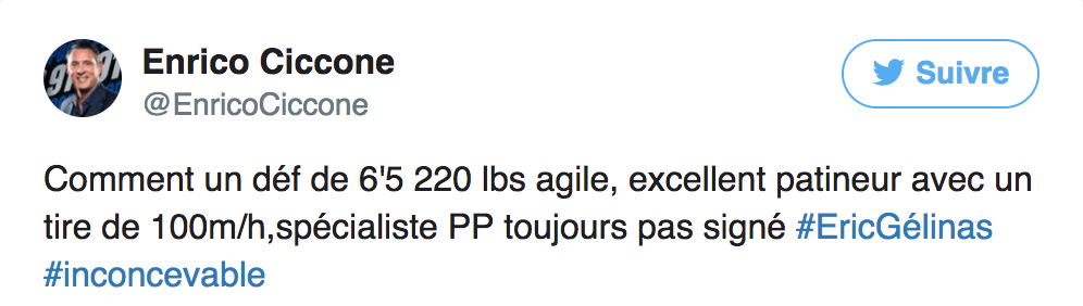 Enrico Ciccone lance un message à Marc Bergevin...