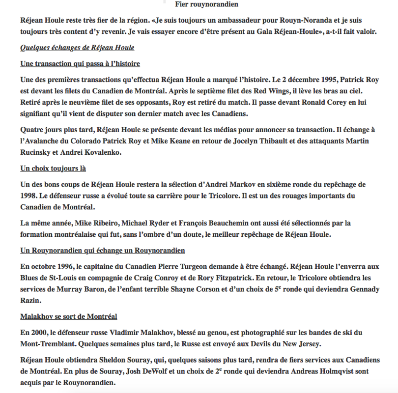 Entre Réjean HOULE..et Marc Bergevin...vous prenez qui?