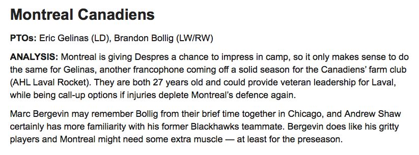 Éric Gélinas et Brandon Bollig en essai avec le CH ?