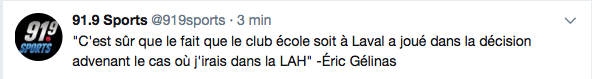 Eric Gelinas s'attend déjà à jouer à Laval...