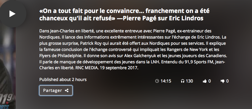 Éric Lindros vs Patrick Roy...imaginez...