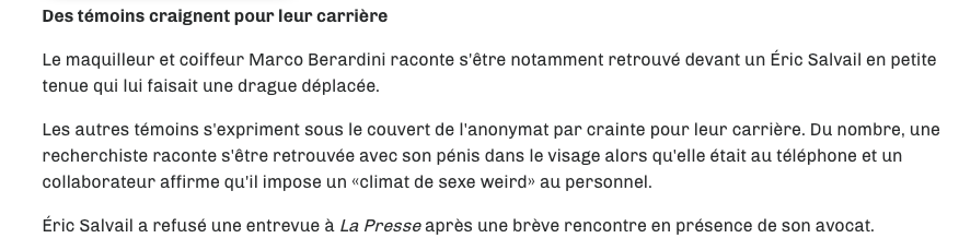 Éric Salvail...et son INCONDUITE SEXUELLE...sauve Marc Bergevin..