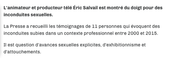 Éric Salvail...et son INCONDUITE SEXUELLE...sauve Marc Bergevin..