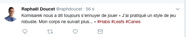 Essaie pas Mike Komisarek!!!!!!
