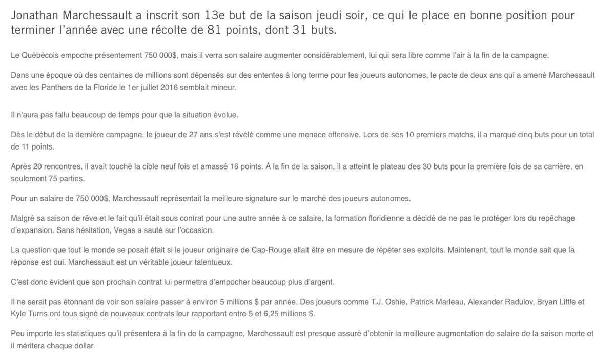 Est-ce que Marc Bergevin...va offrir tout ce CASH à Jonathan Marchessault...
