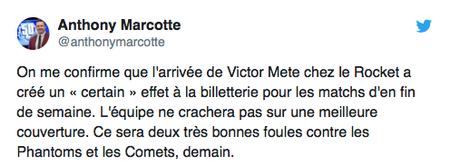 Est-ce que Victor Mete, a été envoyé pour vendre des tickets ?