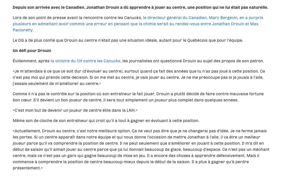 Est-ce quelqu'un peut dire à Marc Bergevin et Claude Julien...