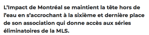 Et l'Impact et le CH vont manquer les séries...