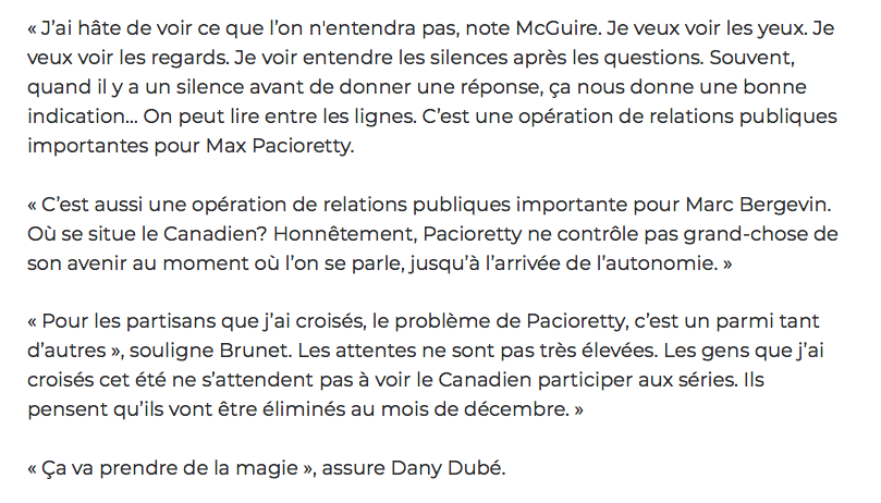 Et l'Impact et le CH vont manquer les séries...