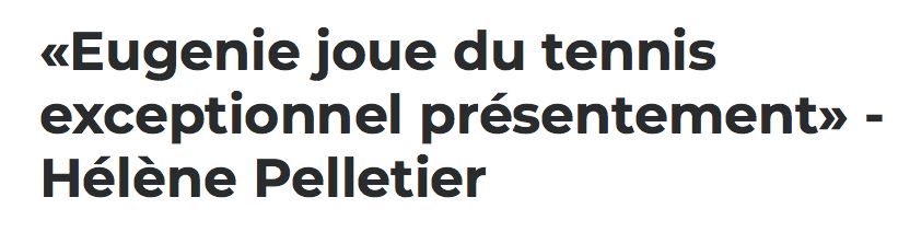 Eugénie Bouchard, enfin une VRAIE SPORTIVE?