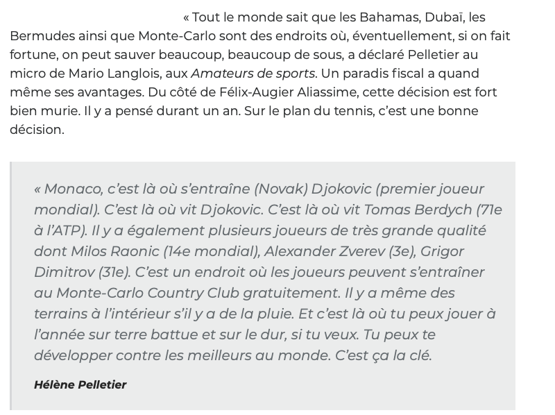Félix Auger-Aliassime ne veut pas payer ses IMPÔTS au Québec....