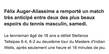 Félix va marquer l'histoire du Québec...