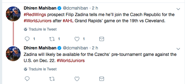 Filip Zadina au CHAMPIONNAT du MONDE JUNIOR...