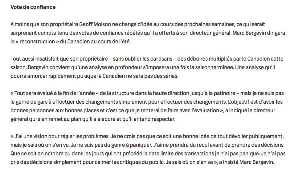  François Gagnon avait une belle occasion de PLANTER Marc Bergevin....