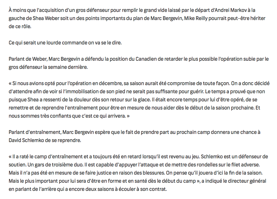  François Gagnon avait une belle occasion de PLANTER Marc Bergevin....