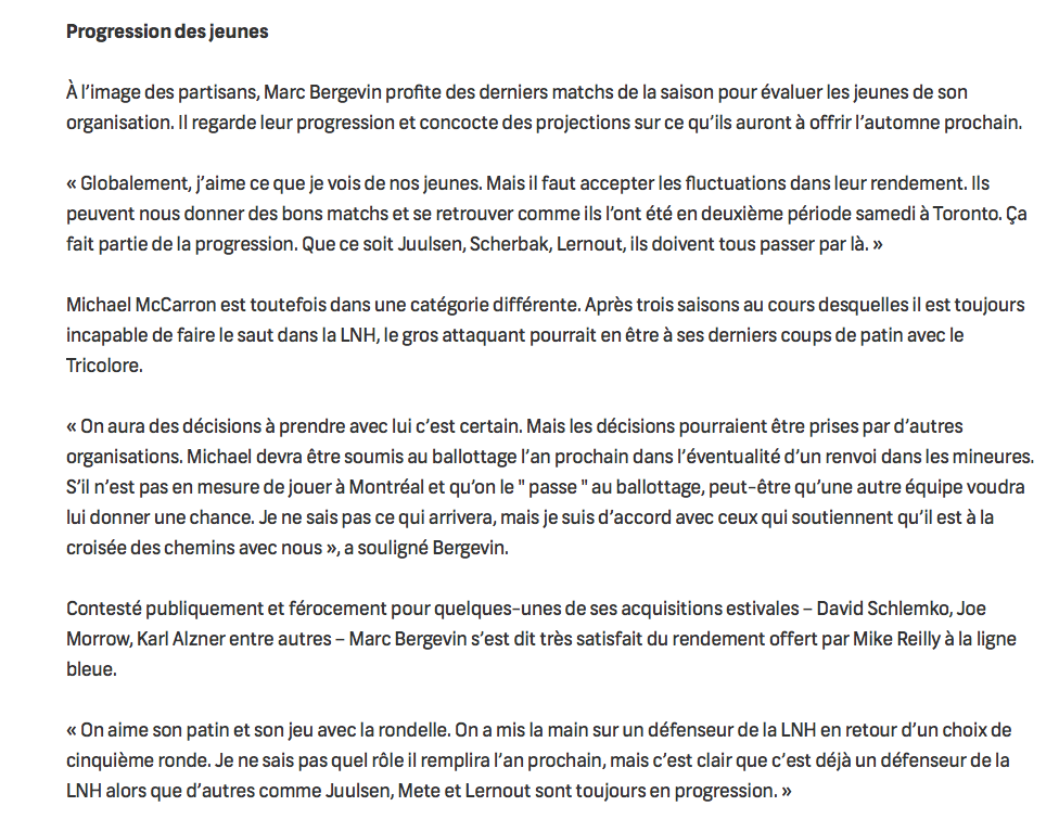  François Gagnon avait une belle occasion de PLANTER Marc Bergevin....