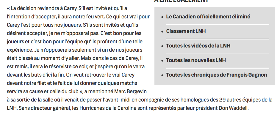  François Gagnon avait une belle occasion de PLANTER Marc Bergevin....