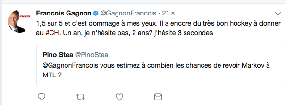 François Gagnon ne croit plus à Markov à Montréal...