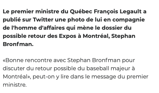 François Legault DIT OUI AUX EXPOS!!!!!