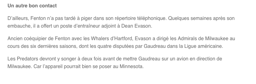 Fred Gaudreau à Montréal?