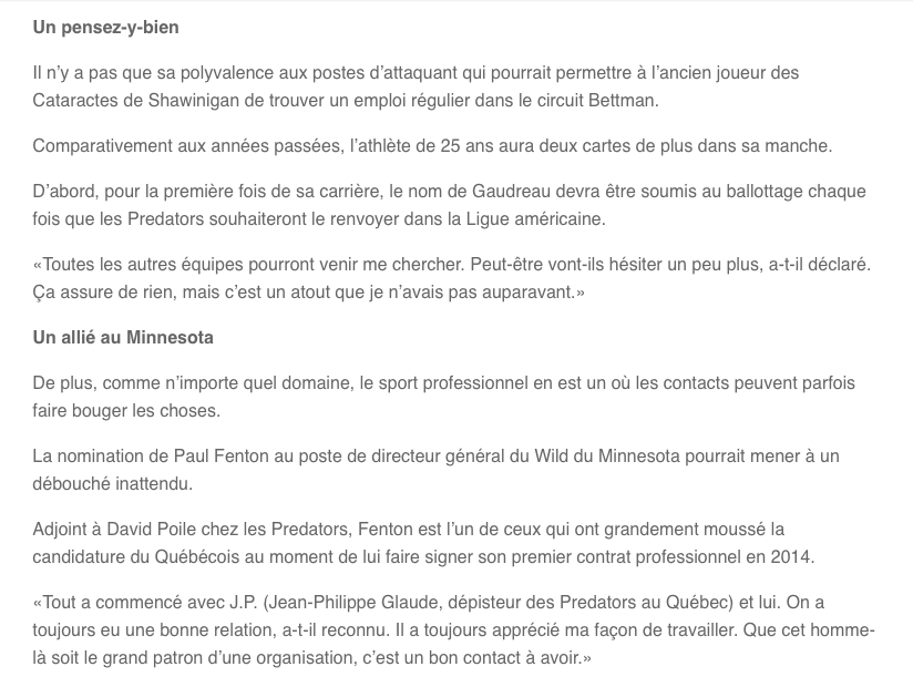 Fred Gaudreau à Montréal?