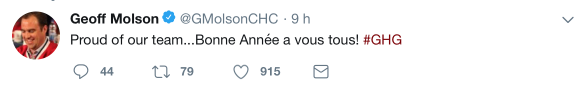 Geoff Molson prend la peine de souhaiter bonne année, MAIS...