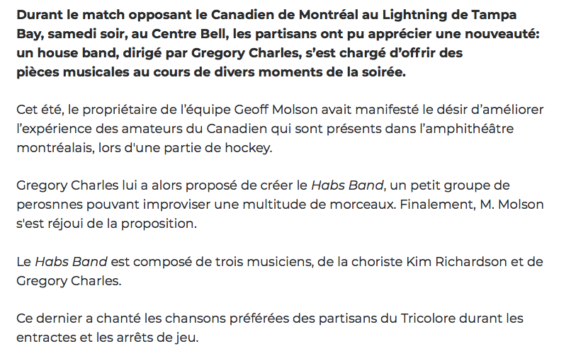 Geoff Molson REFUSE les ICE GIRLS...Mais on a le BAND de Gregory Charles..
