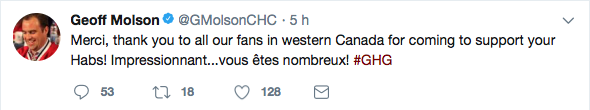 Geoff Molson....Devrait se CONCENTRER sur les fans du CH au Québec...