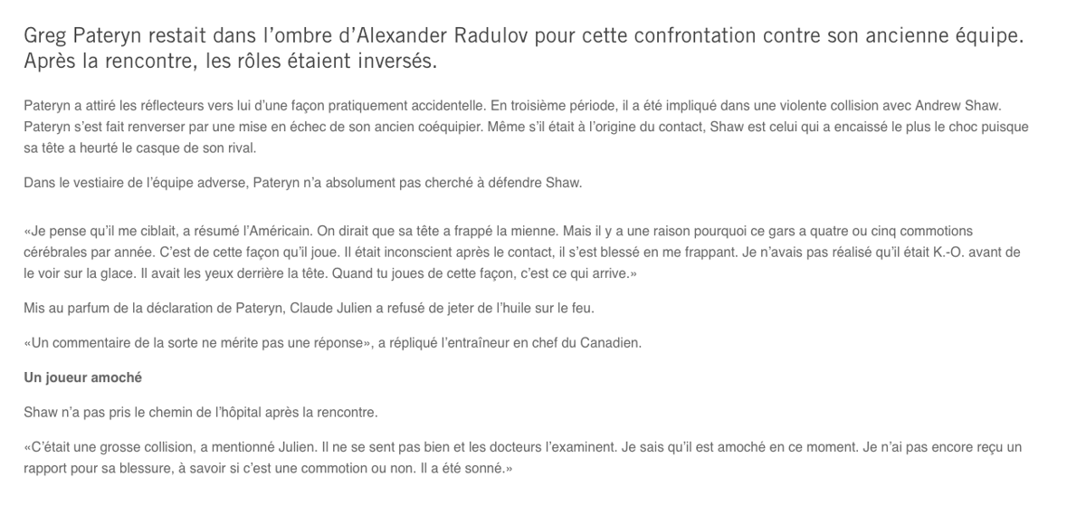 Greg Pateryn est CONTENT que Shaw ait subi une COMMOTION!!!!!