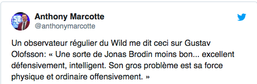 Gustav Olofsson...Un JONAS BRODIN...moins BON...