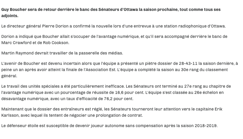 Guy Boucher...A l'air TRANSLUCIDE tellement il est fatigué..