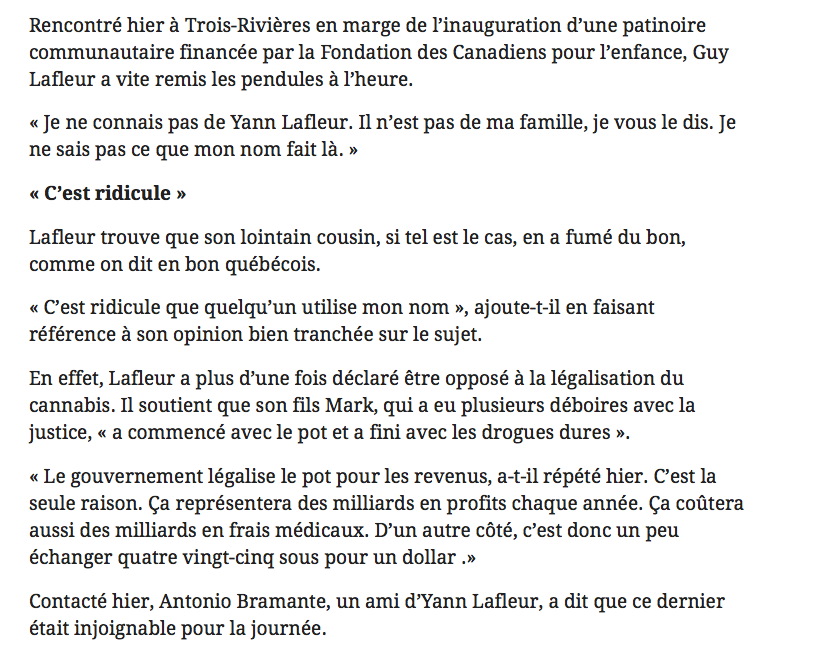 Guy Lafleur est en FURIE!!!!!!!!! LA CRISE du POT!!!!!!