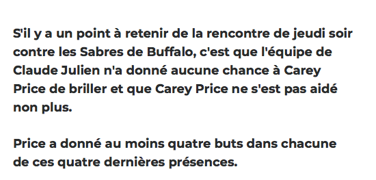 HAHA!!! Carey Price n'a pas pris de RACCOURCI..