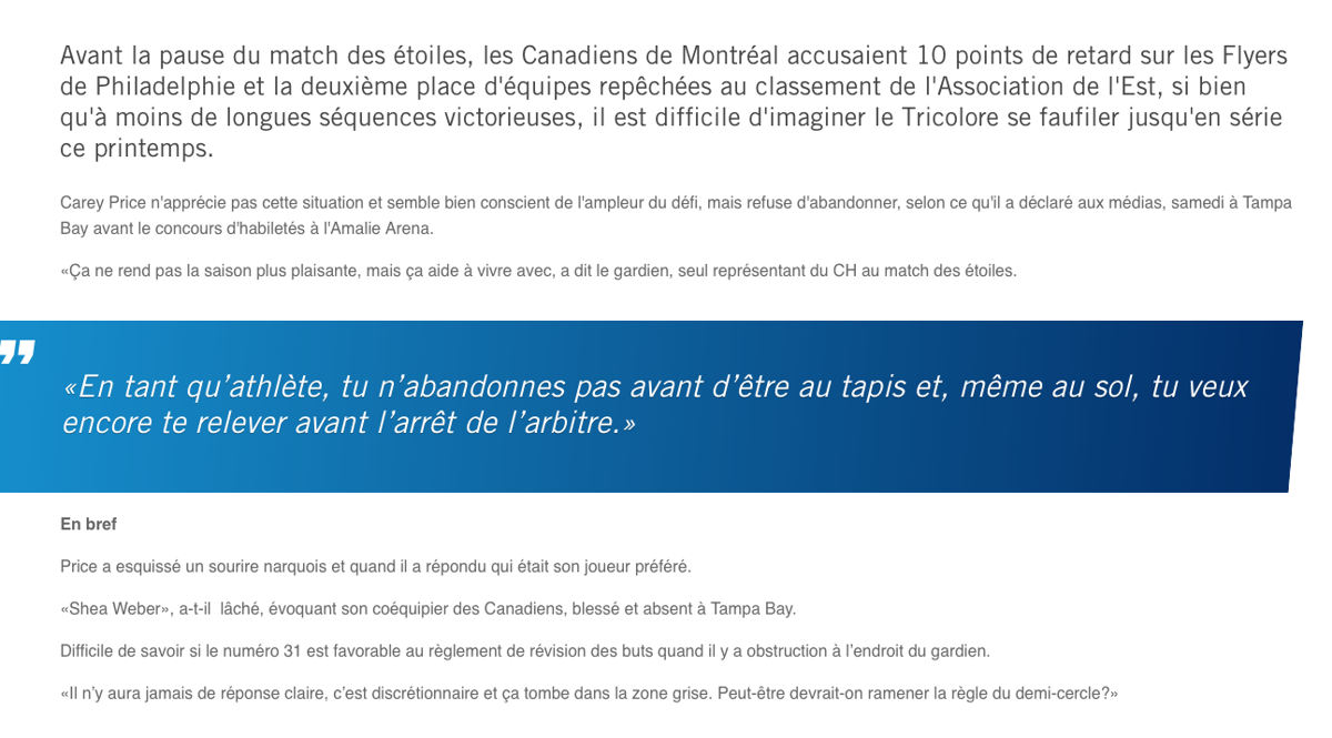 HAHA!!! Carey Price nous NIAISE???????