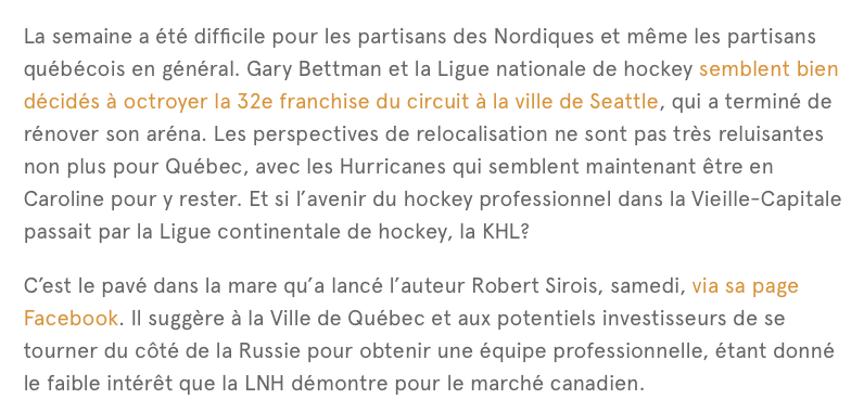 HAHA!!! LA KHL à Québec!!!!!