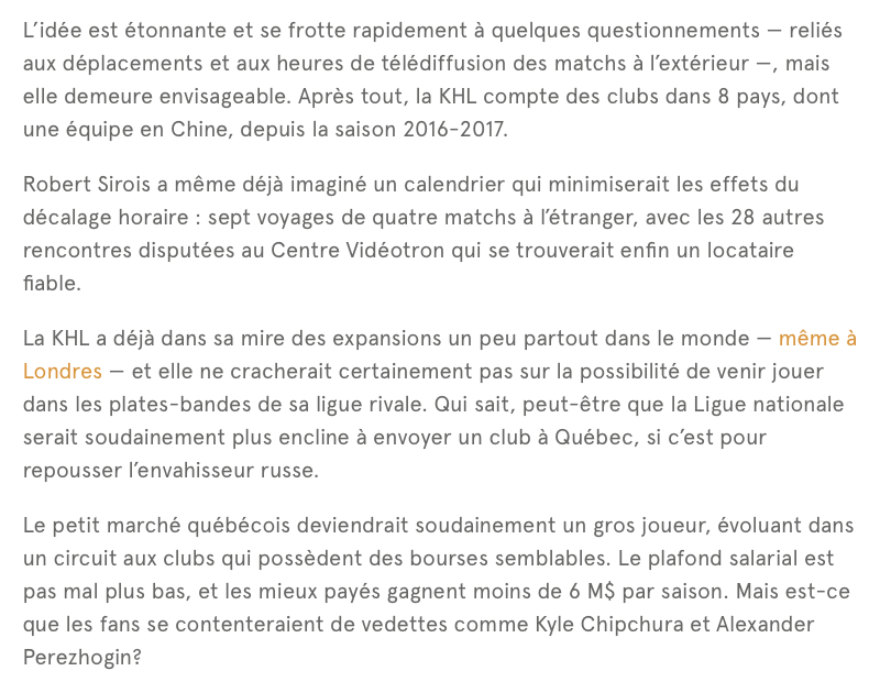 HAHA!!! LA KHL à Québec!!!!!