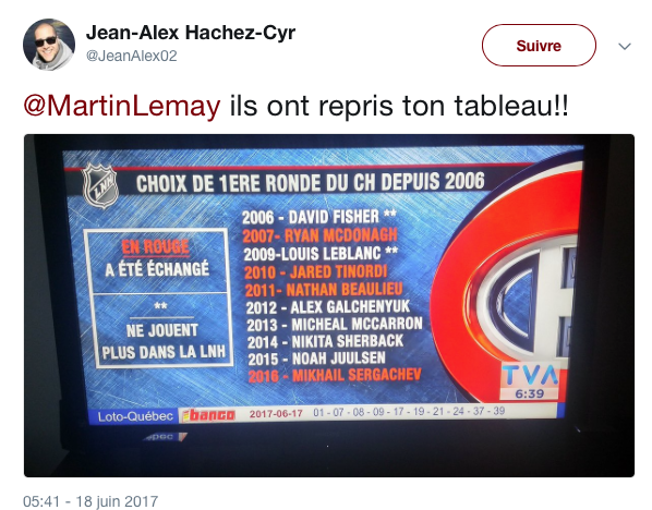 HAHA!!!  Martin Lemay est en TA...TVA Sports le COPIE...