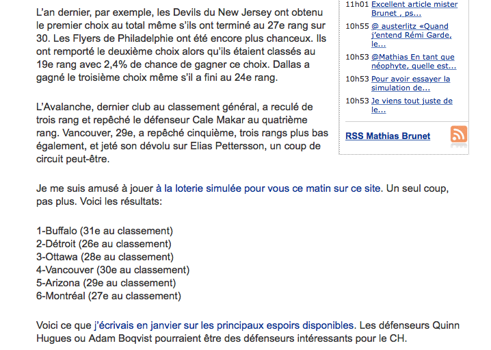 HAHA!!!! Mathias Brunet croit qu'on ne connaît pas les règlements de la LOTERIE DAHLIN..