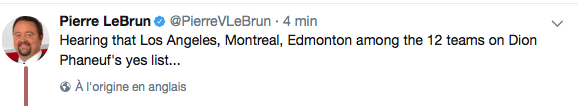 HAHA!!!! Montréal sur la liste de Dion Phaneuf!!!!!