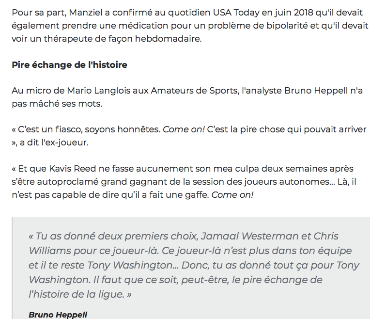 HAHA!!!! On dirait qu'on parle de Marc Bergevin...