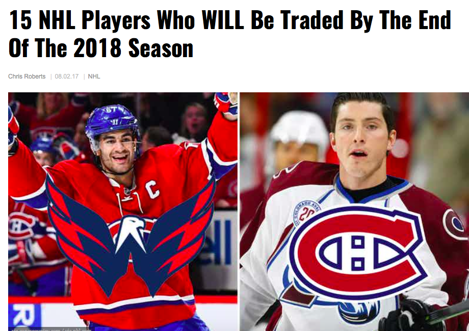 HAHA!!! Pleky à Calgary, PATCH à Washington, Spezza et Duchene à Montréal!!!