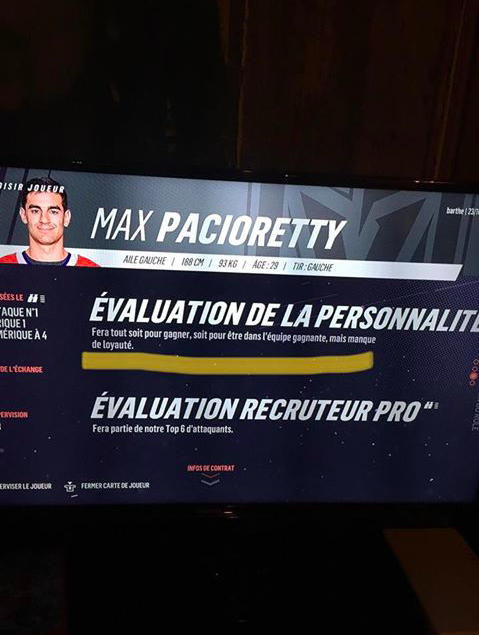 HAHA!!!! Selon NHL 19, Max Pacioretty....