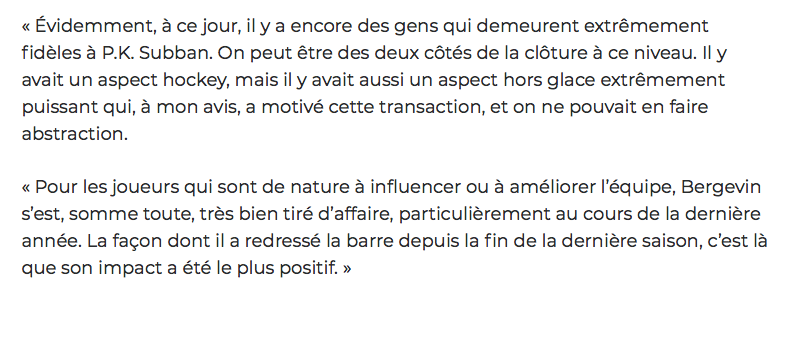 HAHA!!!! Une note POSITIVE pour Marc Bergevin??????