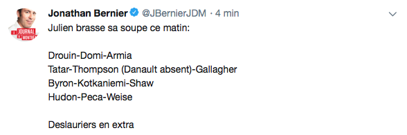 HAHA...Claude Julien n'est pas toute là...