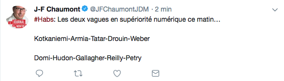 HAHA...Depuis le début de l'année, Hudon n'est pas assez bon pour jouer...