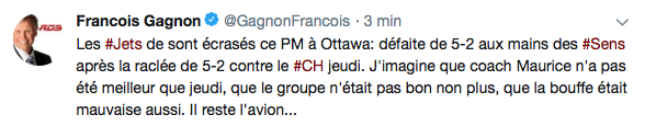 HAHA...Francois Gagnon qui fait la leçon au coach des Jets...