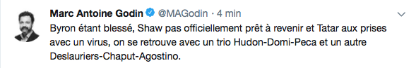 HAHA...Le CH va voir deux trios numéro 4 à soir...